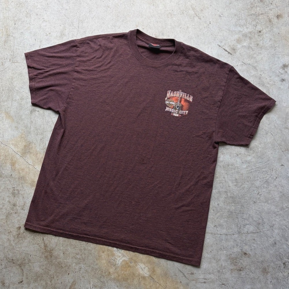 Harley Davidson Nashville Music City T-Shirt Mens XL Boswells Honky Tonk Maroon - Picture 2 of 8